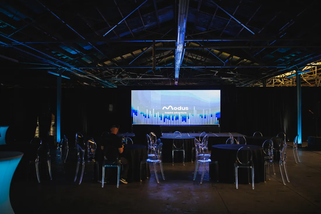 Stage and screen set for an evening gala program